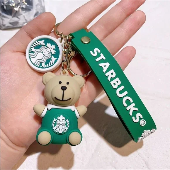 Starbucks Bear Cup Keyrings Chain Soft Silicone Keychain Wristband Strap Bag Key - Picture 3 of 5